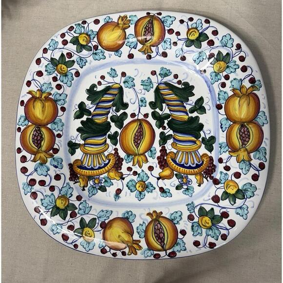 CORNUCOPIA Pomegranate Platter Wall Plate Made in Italy “ARTISTICA” - Picture 1 of 9